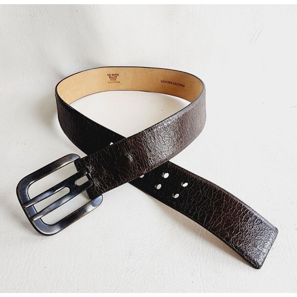 Worth Women\'s Distressed Look Buckle Brown Leather Belt  Size 30 main image 6